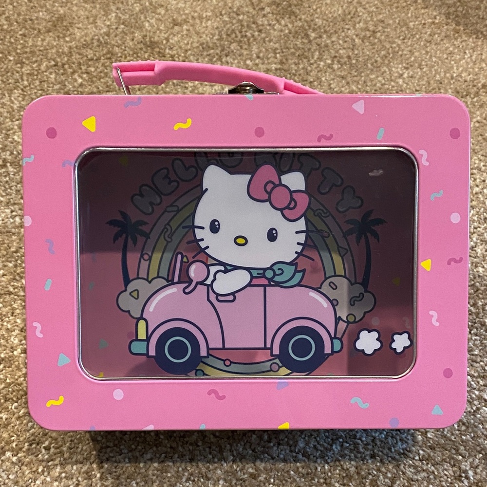 Hello Kitty Pink Metal Lunchbox with Car Design